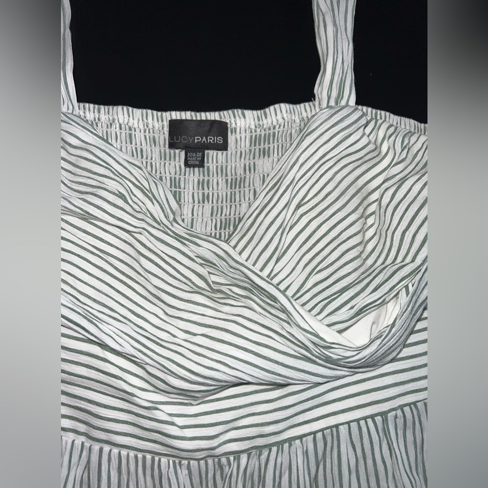 Lucy Paris Sage Green & White Stripe crop top Size Medium EUC - Picture 3 of 7